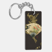 Porte-clés Ventilateur oriental criblé au design floral (Devant gauche)