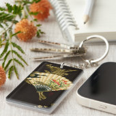 Porte-clés Ventilateur oriental criblé au design floral (Devant droit)