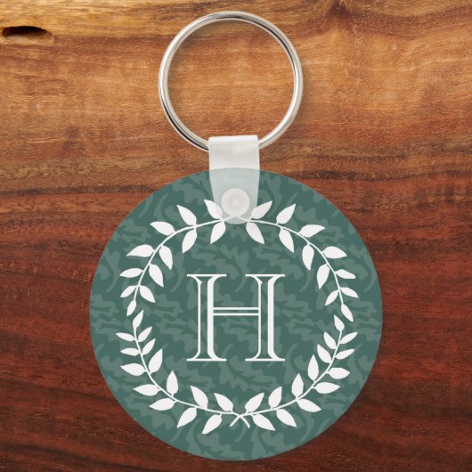 Porte-clés Verdure turquoise & Sage Wreath Botanique Monogram (Verso)