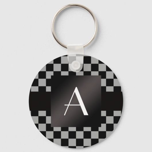 Porte-clés Vérificateurs gris et noirs Monogrammes (Recto)
