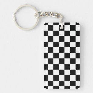 Porte-clés Vérifier drapeau Course automobile noir et blanc