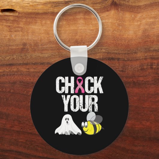 Porte-clés Vérifier vos abeilles Boo Drôle Cancer du sein Hal (Recto)