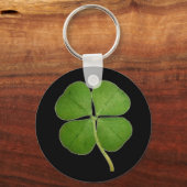Porte-clés Véritable Shamrock de fermeture à 4 feuilles Noir (Recto)