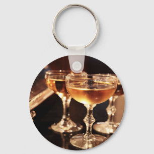 Porte-clés verre à champagne toast doré