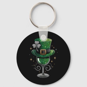 Porte-clés Verre à vin Shamrock Boire la Saint-Patrick Irland