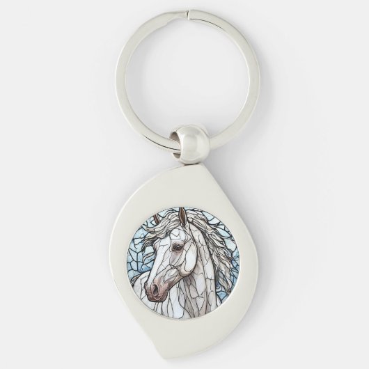 Porte-clés Verre coloré Cheval Blanc (Devant)