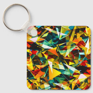 Porte-clés Verre cristal abstrait géométrique moderne coloré