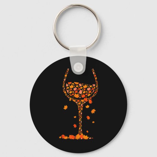 Porte-clés Verre De Vin Feuille D'Érable Automne Automne Chau (Recto)