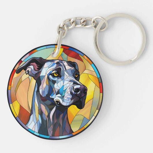 Porte-clés Verre Doux Tissu Grand Chien Danse (Dos)