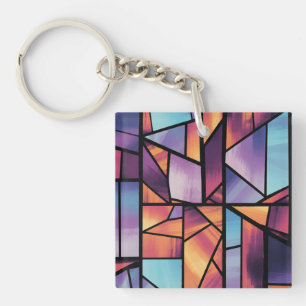 Porte-clés Verre géométrique vibré Art