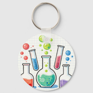 Porte-clés Verrerie de laboratoire de chimie colorée