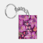 Porte-clés Vers de bible de 4h13 de Philippiens floral (Devant gauche)