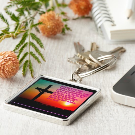 Porte-clés Verse de la Bible de Joel 2:13. (Côté)