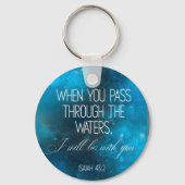 Porte-clés verset Bible Bleu Porte - clé Bleu Rond (Verso)