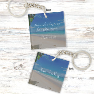 Porte-clés Verset biblique de la plage tropicale Psaume 119:1