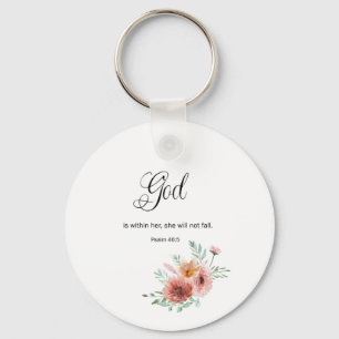 Porte-clés Verset biblique floral