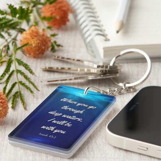 Porte-clés Verset Biblique Quand Vous Traversez Les Eaux Prof (Devant droit)