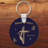 Porte-clés Verset biblique sauvé par Grace (Recto)