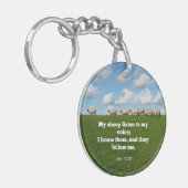 Porte-clés verset de la Bible, Jean 10:27, mouton, (Devant gauche)