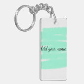 Porte-clés Vert aquarelle ajouter nom message texte lancer (Devant gauche)