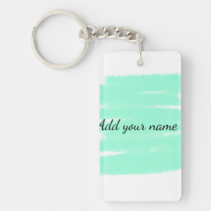 Porte-clés Vert aquarelle ajouter nom message texte lancer