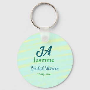 Porte-clés Vert bleu pastel aquarelle nom de la douche de mar