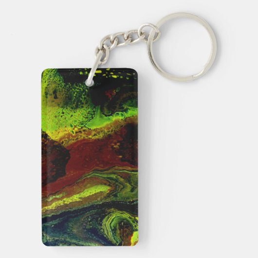 Porte-clés Vert, couleur jaune, joyeux anniversaire (Dos)