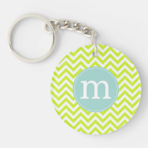 Porte-clés Vert de chaux moderne Chevron personnalisé