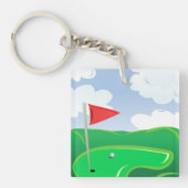 Porte-clés Vert de golf avec drapeau rouge et balle (Devant)