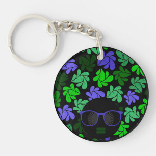 Porte-clés vert et bleu Afro Diva