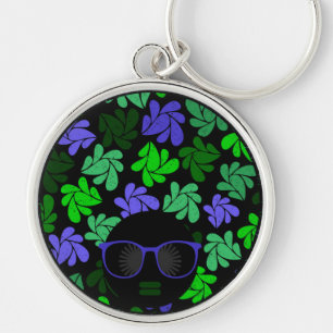 Porte-clés vert et bleu Afro Diva