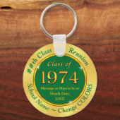 Porte-clés Vert et or bon marché, Classe de 1974, Favors (Recto)