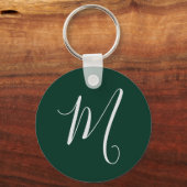 Porte-clés Vert foncé Plain Élégant Moderne Monogramme de son (Recto)