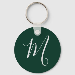 Porte-clés Vert foncé uni élégant moderne monogramme propre n