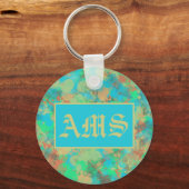 Porte-clés Vert, jaune et bleu gouttes abstraites (Recto)