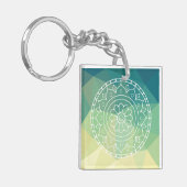Porte-clés Vert jaune Mandala Inspiration Harmony Flower (Devant gauche)