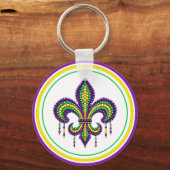 Porte-clés Vert jaune pourpre Mardi Gras fleur de lis (Recto)