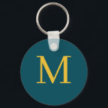 Porte-clés Vert jaune tendance monogrammé<br><div class="desc">Un élégant porte - clé personnalisé avec monogramme initial jaune sur arrière - plan verdâtre. Vous pouvez le personnaliser et le customiser pour ajouter votre initiale à l'avant et à l'arrière du porte - clé.</div>