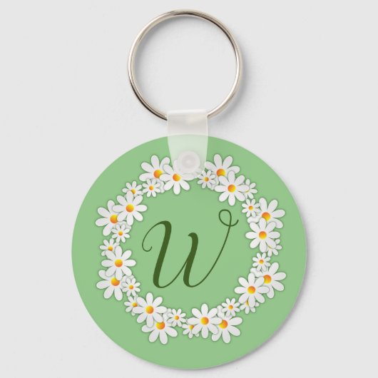 Porte-clés vert monogrammé Daisy (Recto)