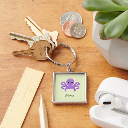 Porte-clés Vert octopus mou violet (Bureau)