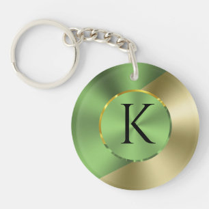 Porte-clés Vert & Or Moderne Métallurgique Design géométrique
