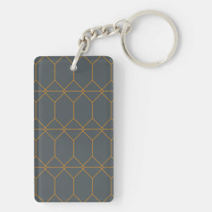 Porte-clés Vert, or, simple, rétro, élégante illustration