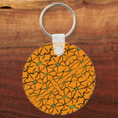 Porte-clés Vert & Orange Moderne Abstrait Floral (Recto)