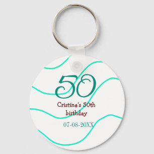 Porte-clés Vert rouge 50 anniversaire ajouter nom date p