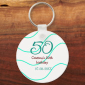 Porte-clés Vert rouge 50 anniversaire ajouter nom date p (Verso)