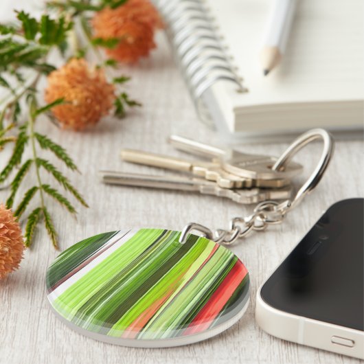 Porte-clés Vert vertical Abstrait 422 (Devant Droit)