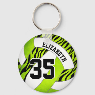 Porte-clés vert vif w zèbre rayures filles volleyball