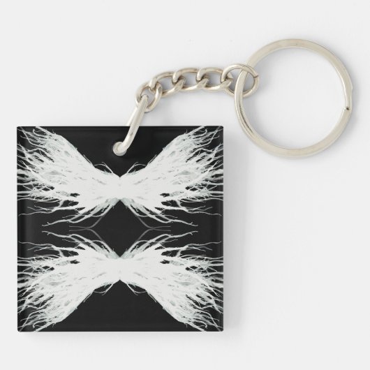 Porte-clés Vertus Abstrait Ailes Blanches Art à l'encre d'alc (Dos)