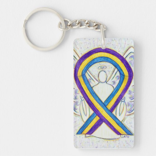 Porte-clés Vessie Cancer Sensibilisation Ruban Angel Porte -  (Devant)