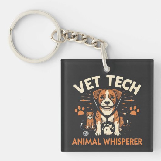 Porte-clés Vet Tech Animal Whisperer mignet Chiot Stethoscope (Devant)